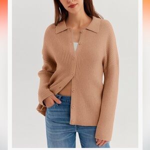 Women's Tan Cardigan Sweater